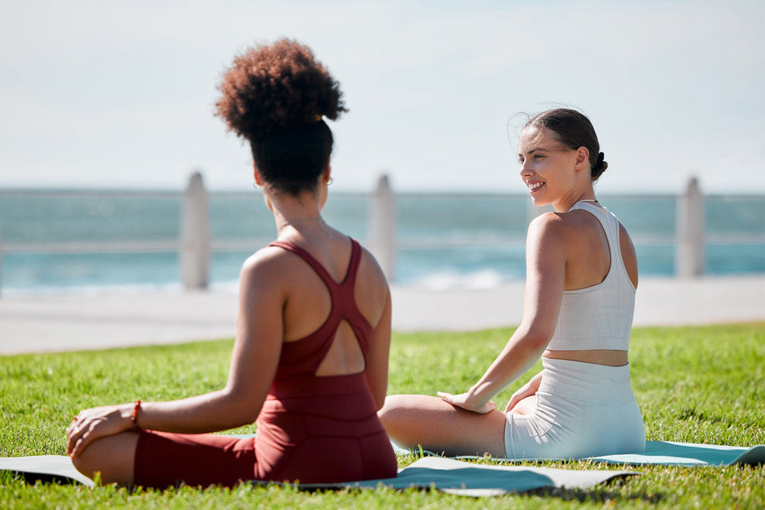 women doing yoga talking about cortisol detox