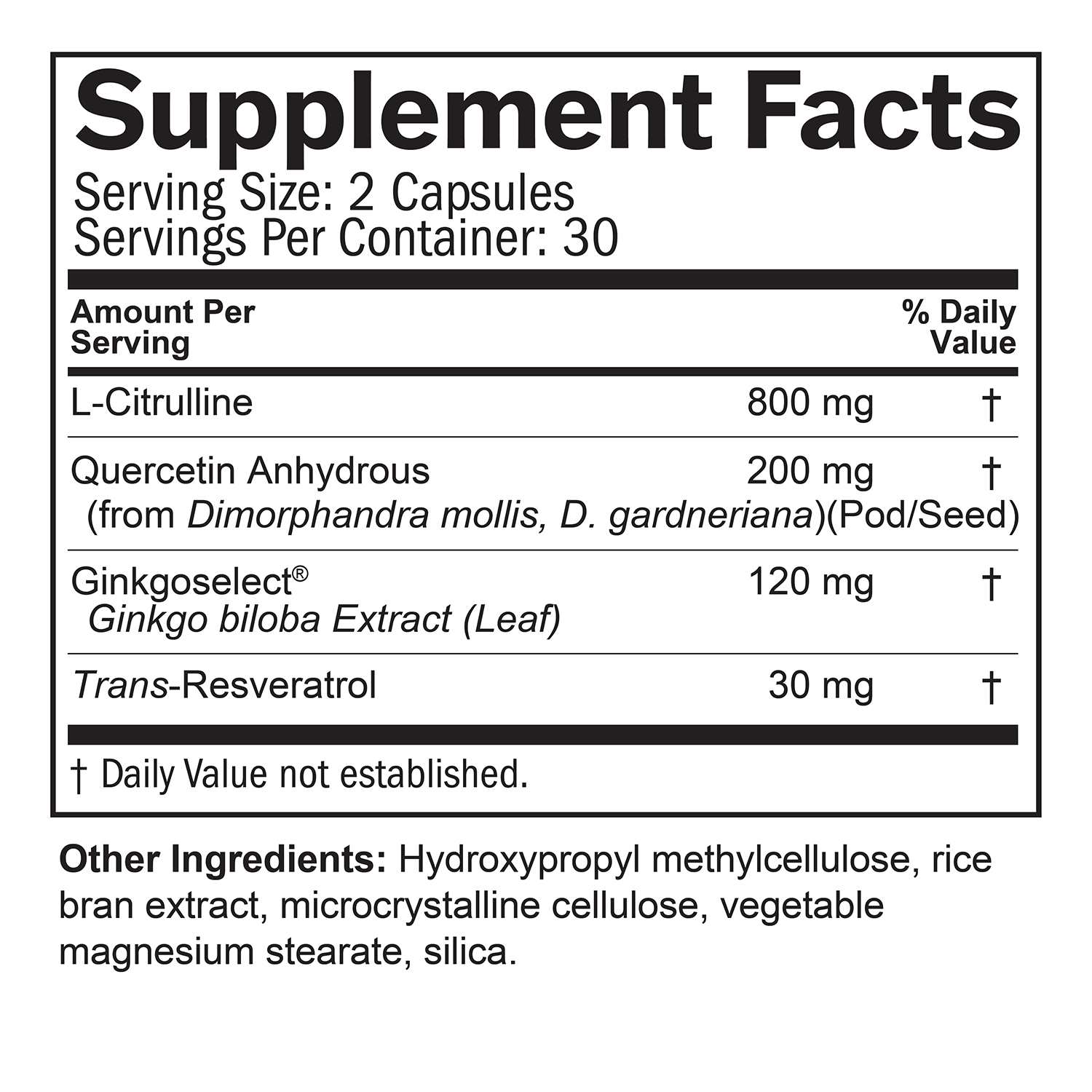 BrainMD Advanced Blood Flow:  infographic, nutrition facts box