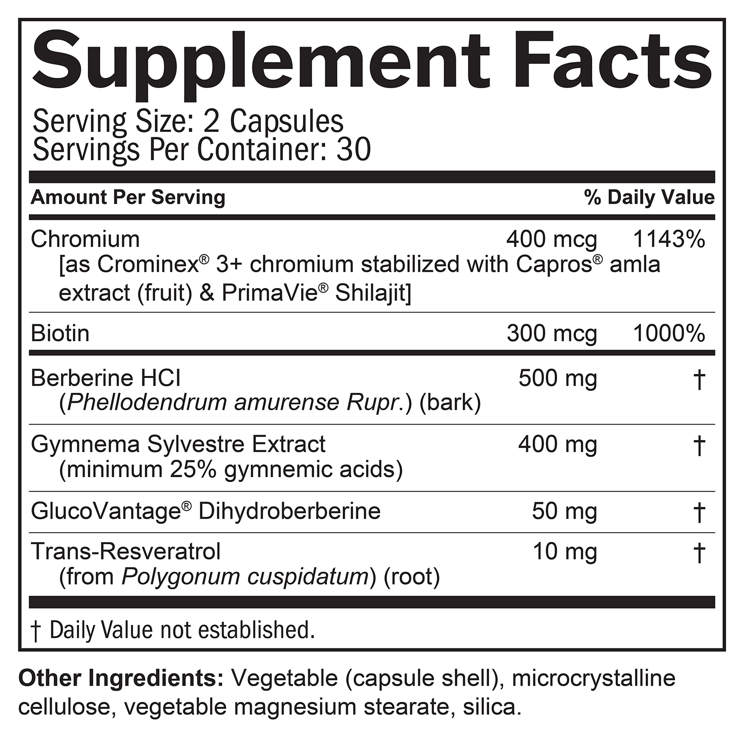 BrainMD Balance My Blood Sugar: infographic, supplement facts box