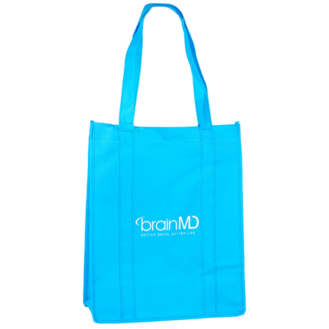 BrainMD Blue Tote Bag: blue tote bag against a transparent background