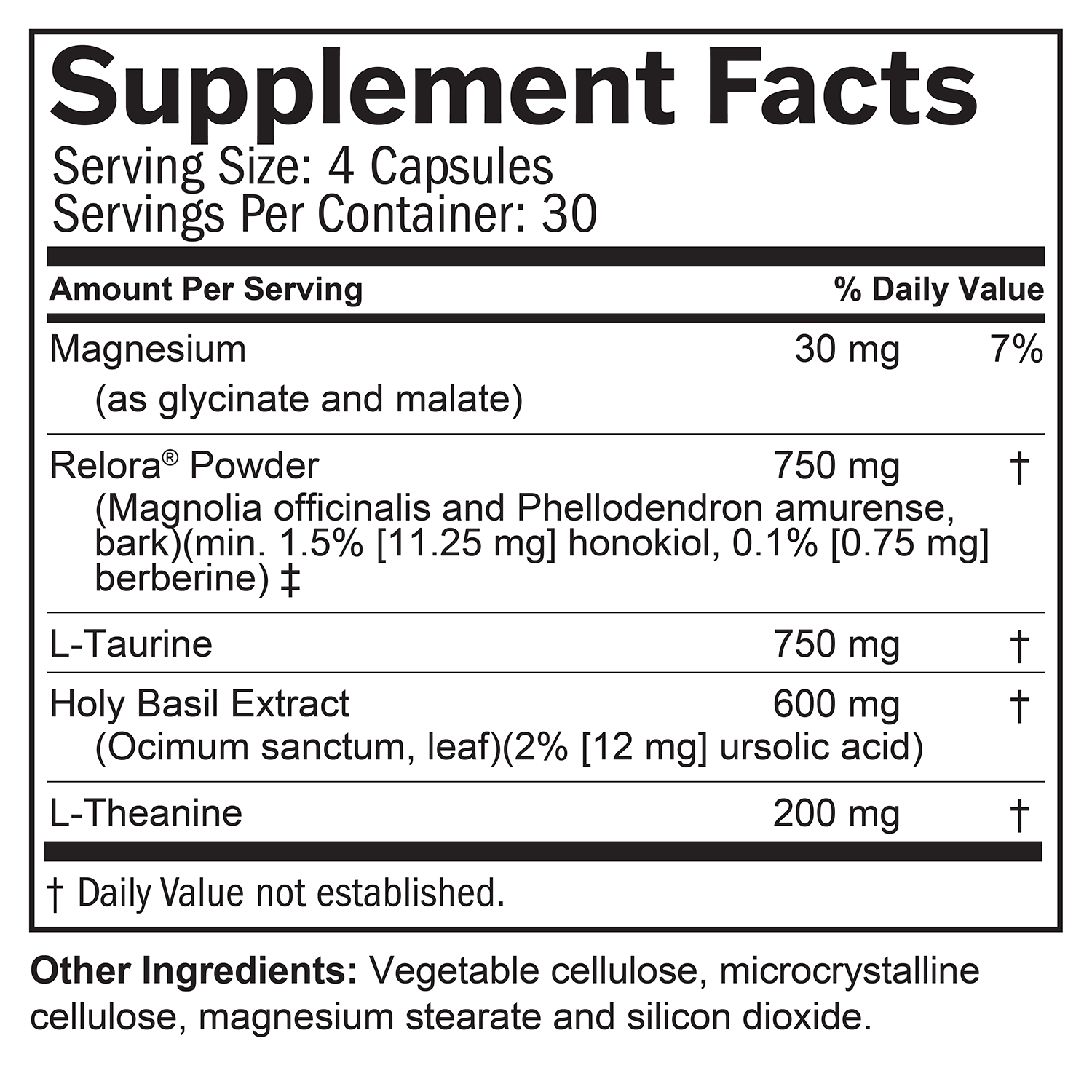 BrainMD Everyday Stress Relief: infographic, supplement facts box