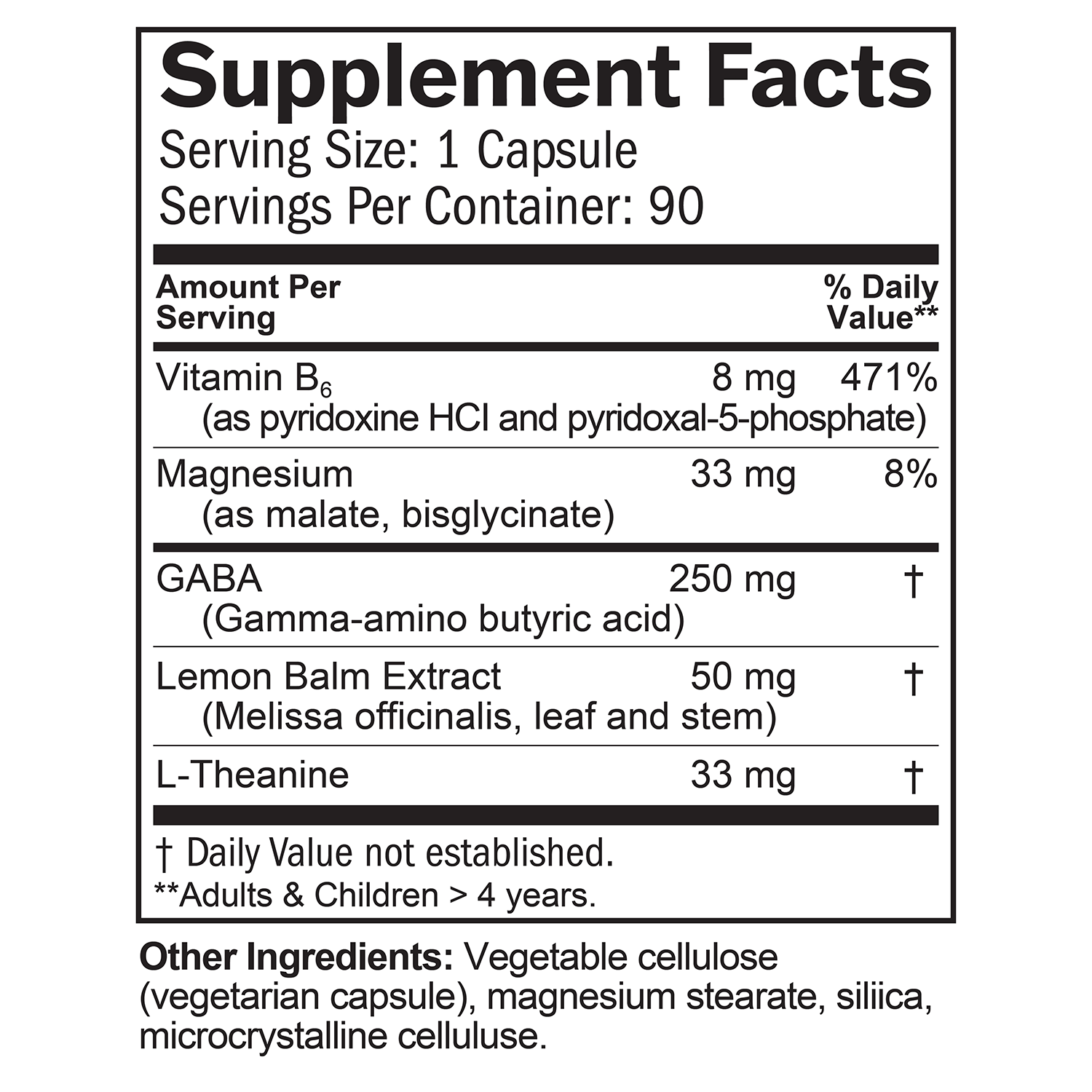 BrainMD GABA Calming Support: infographic, supplement facts box