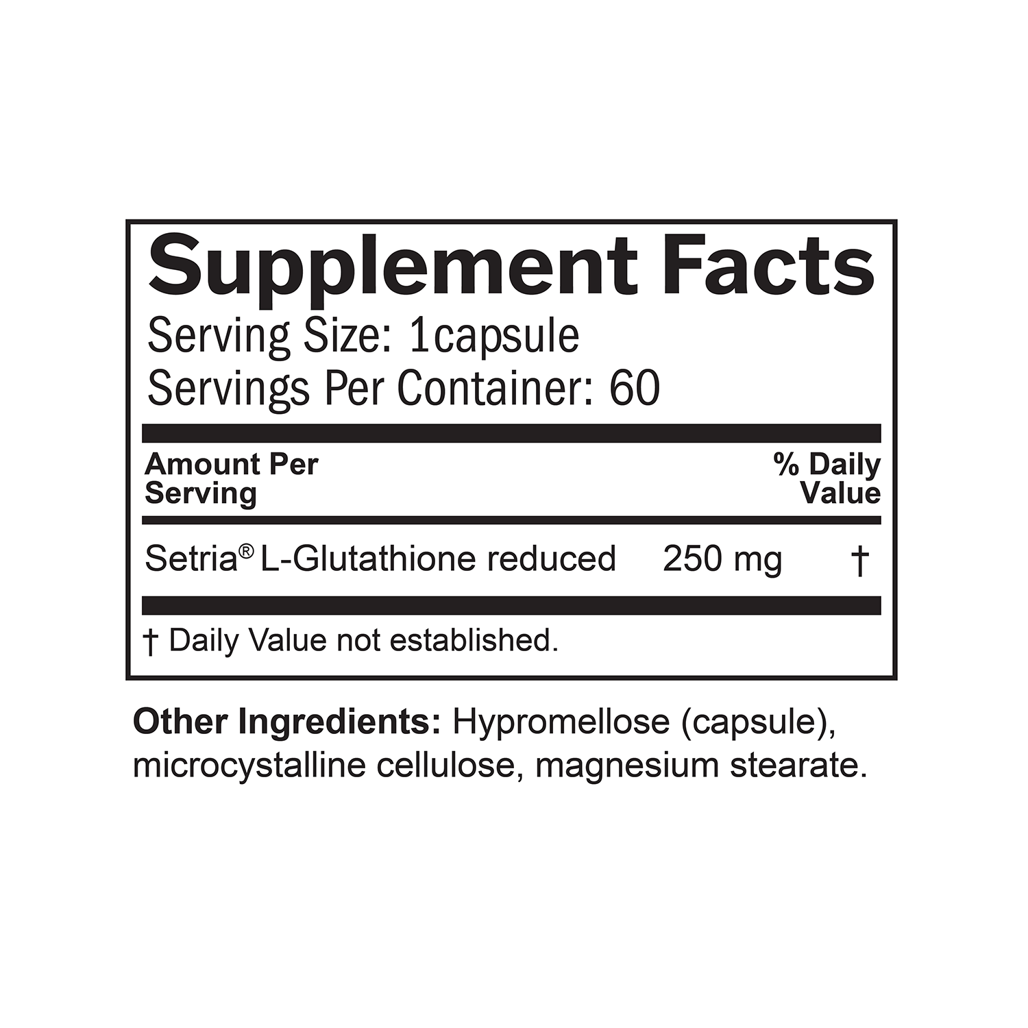 BrainMD Glutathione:  infographic, supplement facts box