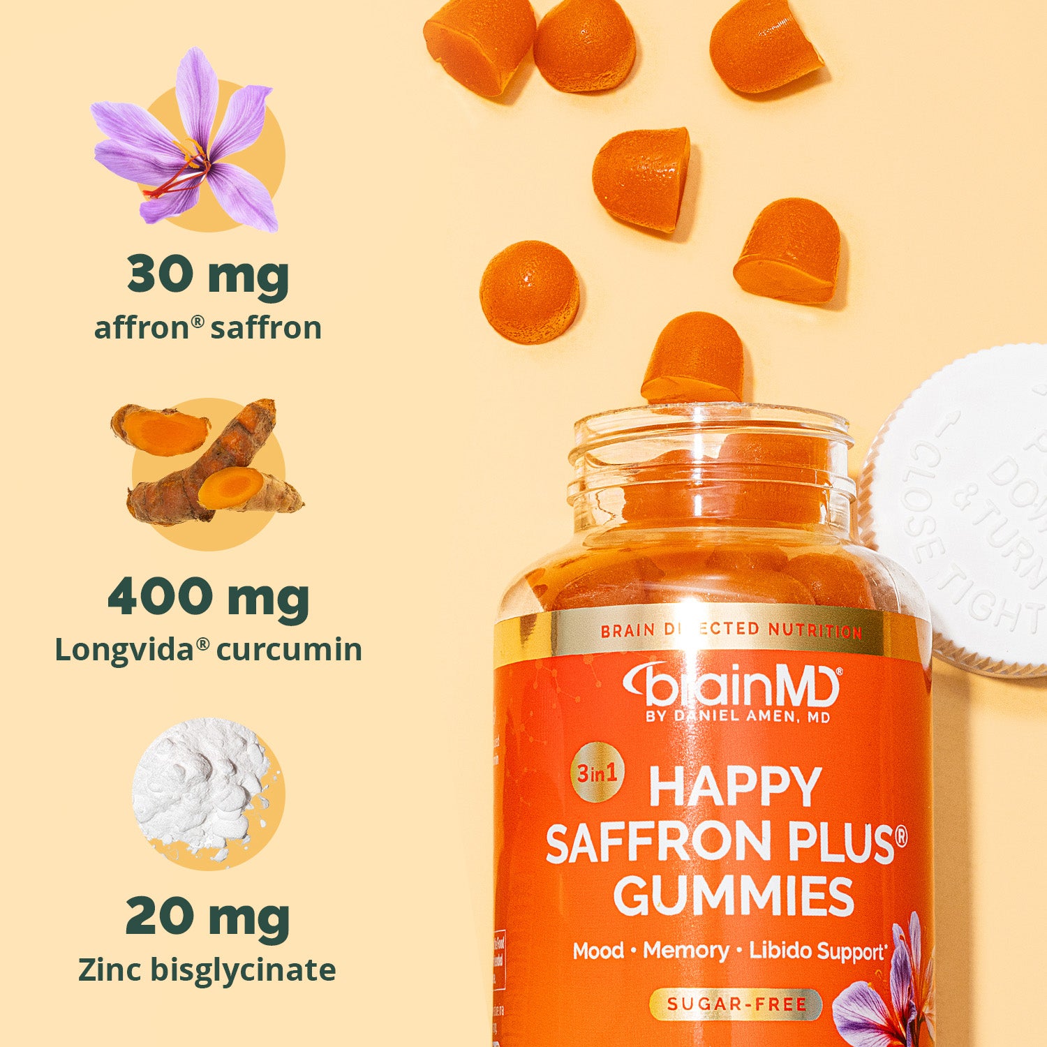 Saffron Supplement | Happy Saffron Gummies | BrainMD