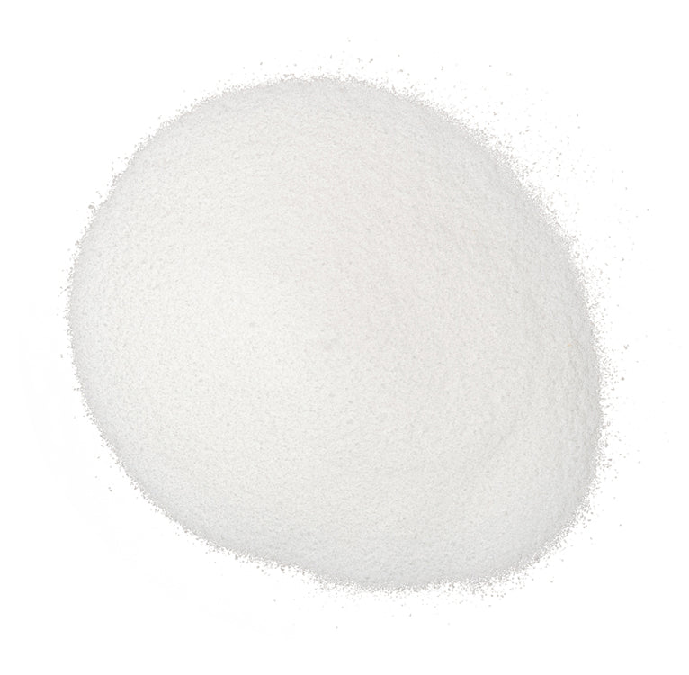 Mound of white powder against a white background.