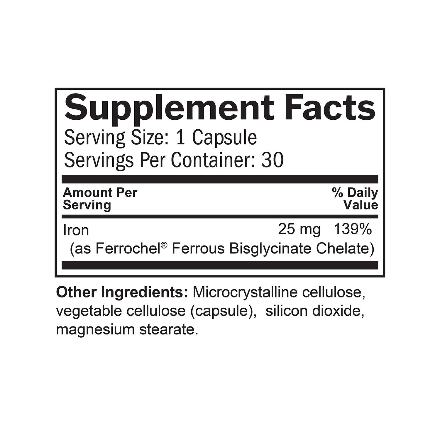 BrainMD Iron: infographic, supplement facts box