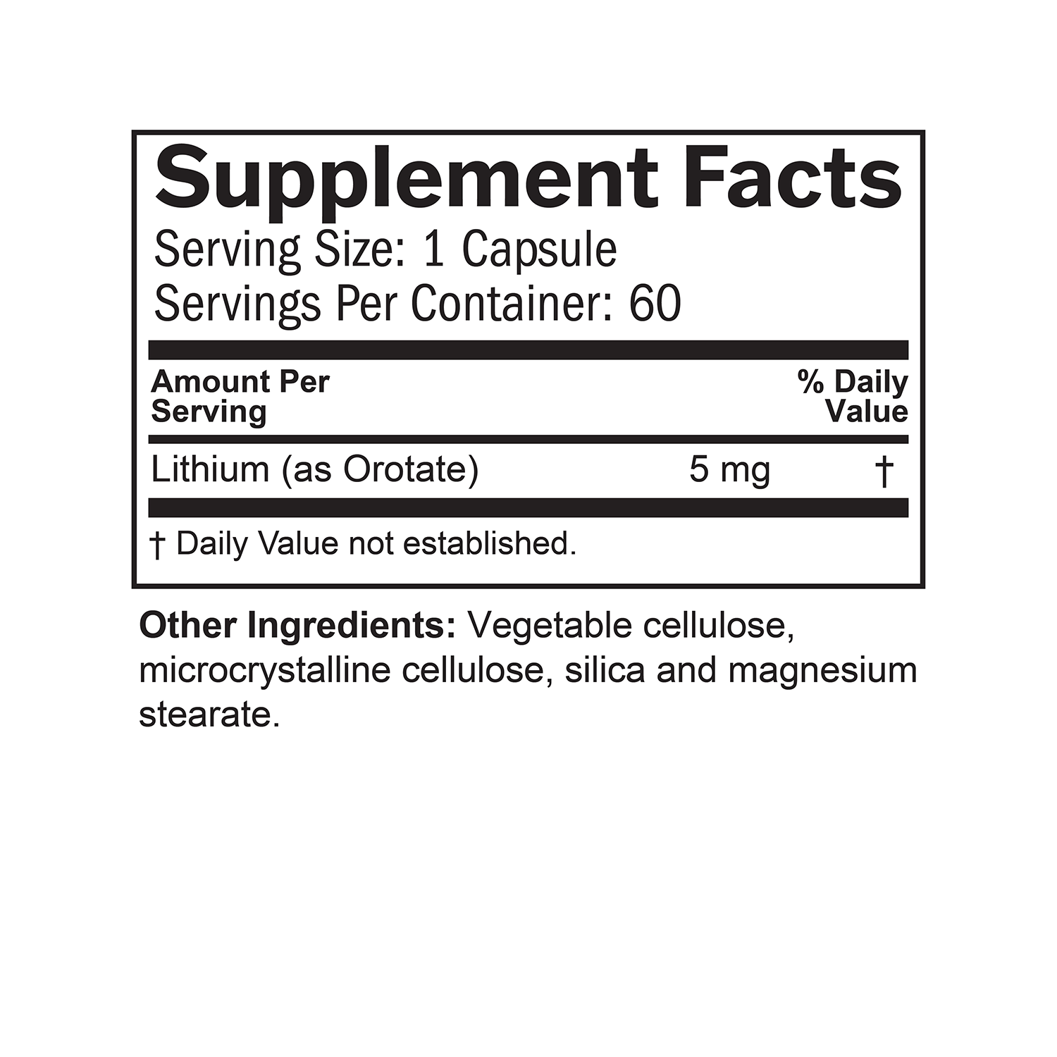 BrainMD Lithium Orotate: infographic supplement facts box