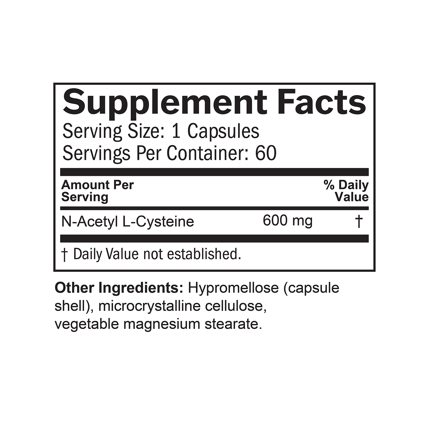 BrainMD NAC (N-Acetyl L-Cysteine): immune support supplement, infographic supplement facts box