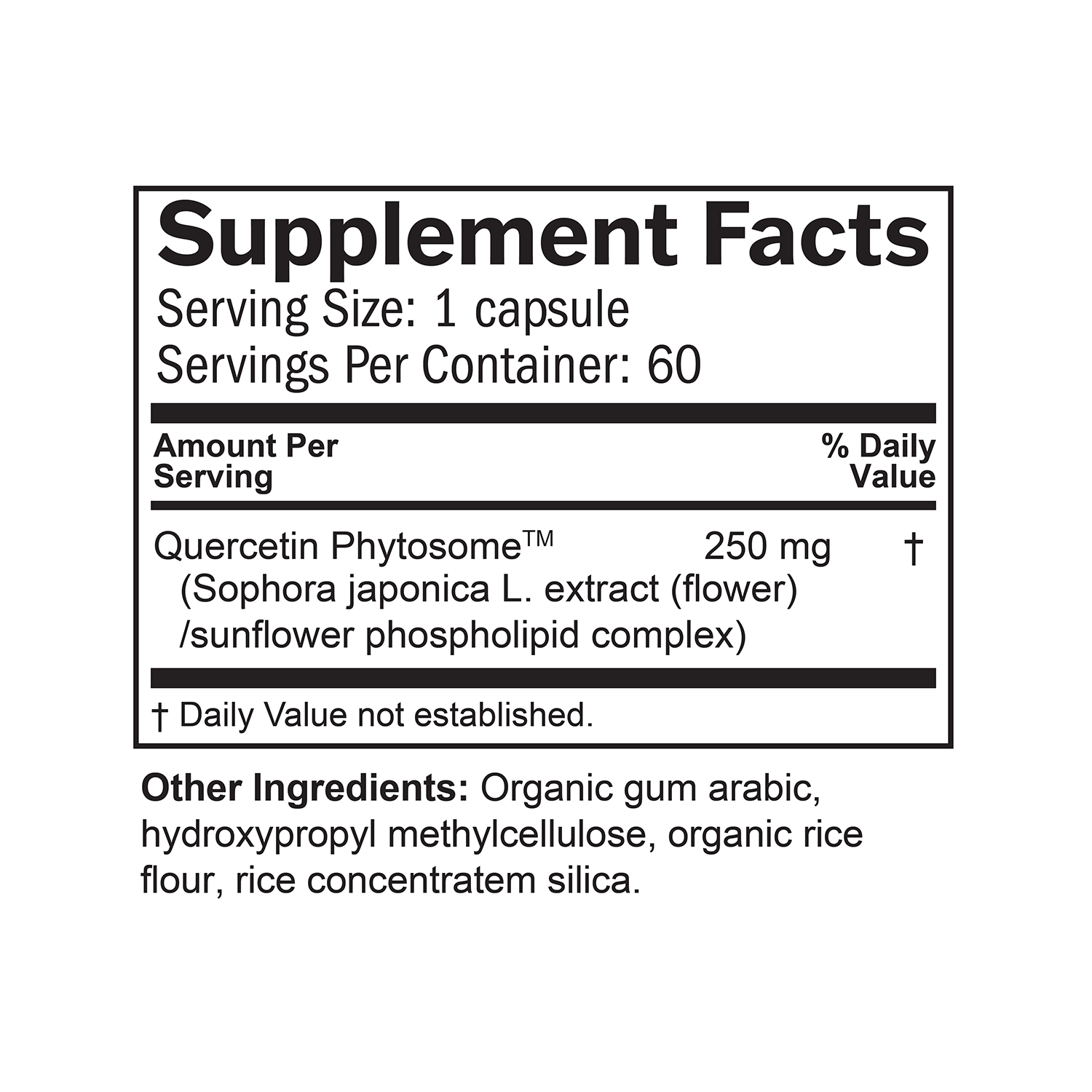 BrainMD Quercetin+: infographic, supplement facts box