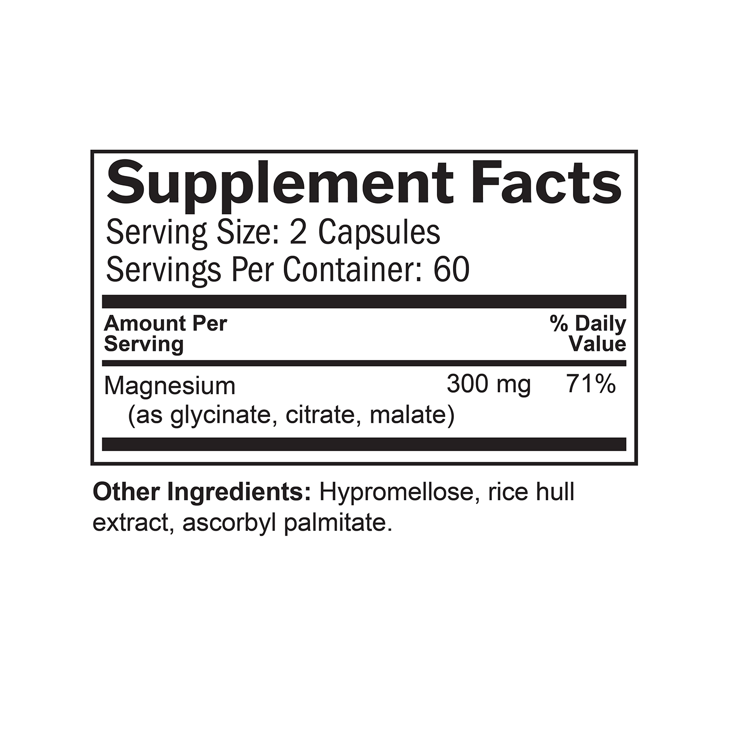 Supplement Facts box with the ingredient, dosing and serving size of Smart Magnesium.