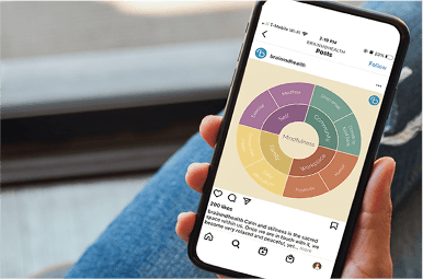 Person holding cellphone with a BrainMD social post on the screen.
