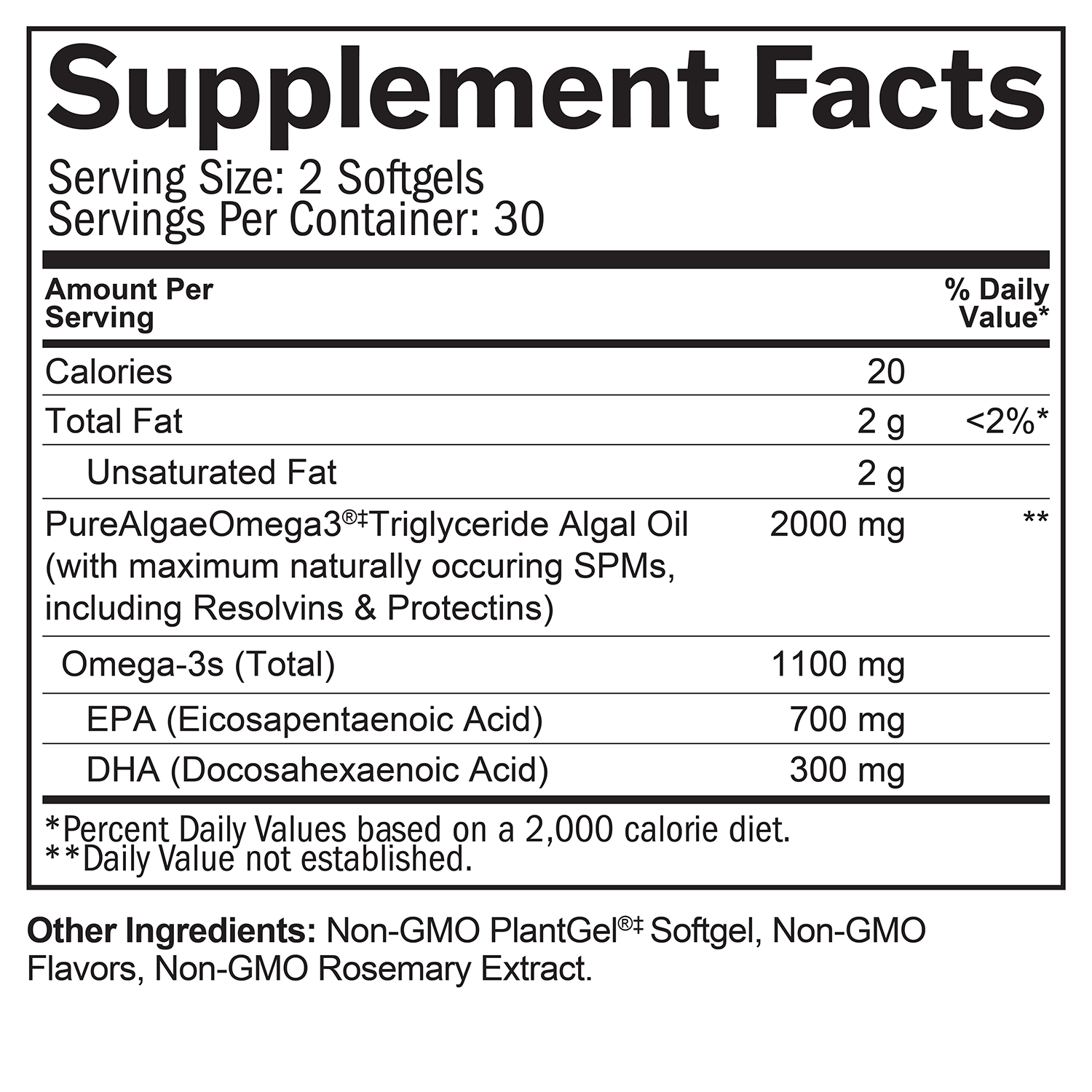 BrainMD Vegan Omega-3 Power: infographic, supplement facts box