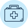 Light blue emoji of a medical kit.