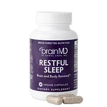 Restful Sleep Vegan Capsules Dietary Supplement from BrainMD - Brain and Body Renewal Sleep Aid