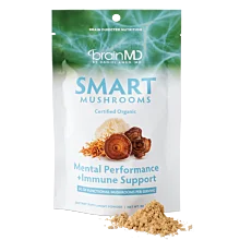 Smart Mushrooms Organic Dietary Supplement Powder from BrainMD - Mental Performance + Immune Support